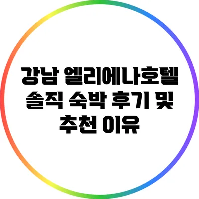 강남 엘리에나호텔: 솔직 숙박 후기 및 추천 이유