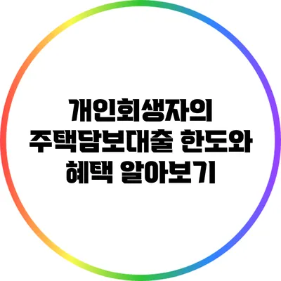 개인회생자의 주택담보대출 한도와 혜택 알아보기