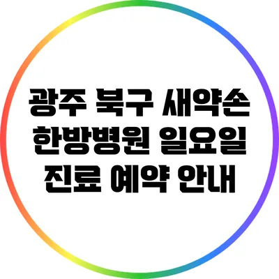 광주 북구 새약손 한방병원 일요일 진료 예약 안내