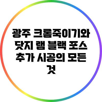 광주 크롬죽이기와 닷지 램 블랙 포스 추가 시공의 모든 것