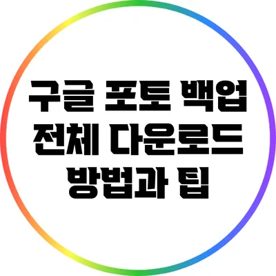 구글 포토 백업 전체 다운로드 방법과 팁