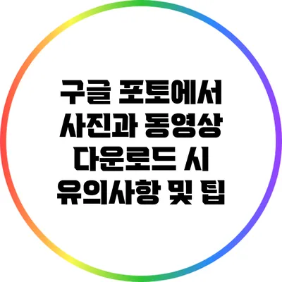 구글 포토에서 사진과 동영상 다운로드 시 유의사항 및 팁
