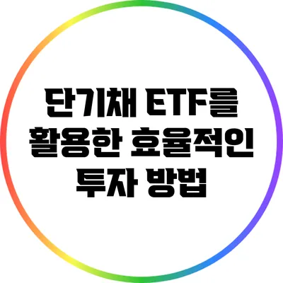 단기채 ETF를 활용한 효율적인 투자 방법