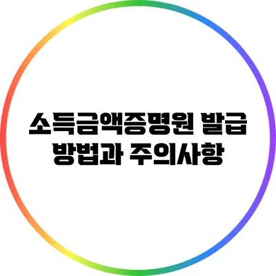 소득금액증명원 발급 방법과 주의사항