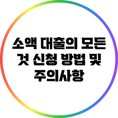 소액 대출의 모든 것: 신청 방법 및 주의사항