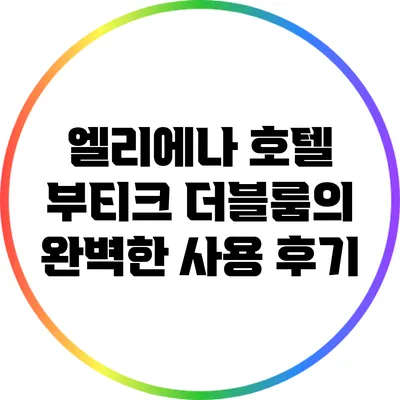 엘리에나 호텔 부티크 더블룸의 완벽한 사용 후기