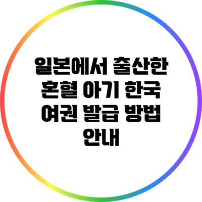 일본에서 출산한 혼혈 아기 한국 여권 발급 방법 안내