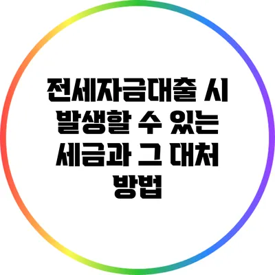 전세자금대출 시 발생할 수 있는 세금과 그 대처 방법