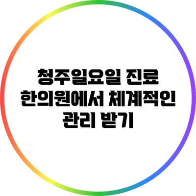 청주일요일 진료 한의원에서 체계적인 관리 받기