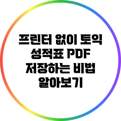 프린터 없이 토익 성적표 PDF 저장하는 비법 알아보기
