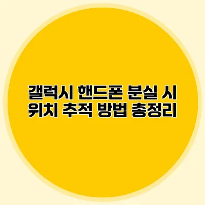 갤럭시 핸드폰 분실 시 위치 추적 방법 총정리