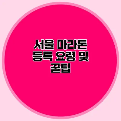 서울 마라톤 등록 요령 및 꿀팁