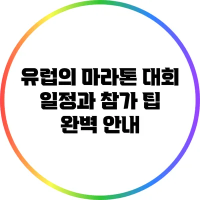 유럽의 마라톤 대회 일정과 참가 팁 완벽 안내