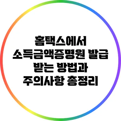 홈택스에서 소득금액증명원 발급 받는 방법과 주의사항 총정리