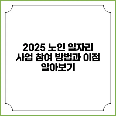2025 노인 일자리 사업 참여 방법과 이점 알아보기