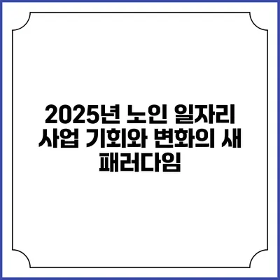 2025년 노인 일자리 사업: 기회와 변화의 새 패러다임