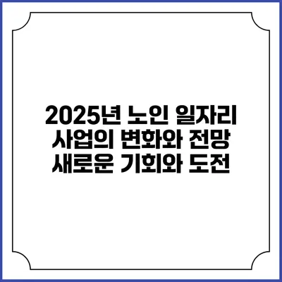 2025년 노인 일자리 사업의 변화와 전망: 새로운 기회와 도전