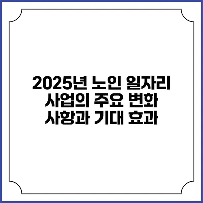 2025년 노인 일자리 사업의 주요 변화 사항과 기대 효과