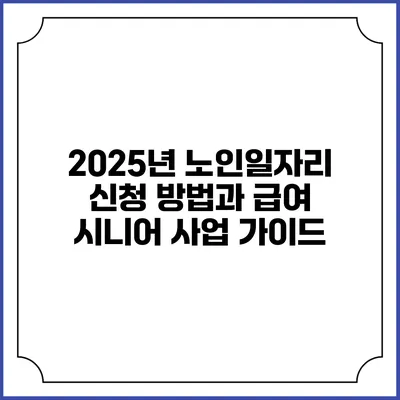 2025년 노인일자리 신청 방법과 급여 시니어 사업 가이드