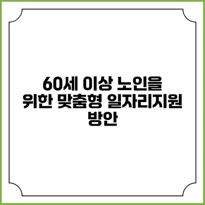 60세 이상 노인을 위한 맞춤형 일자리지원 방안