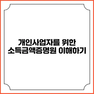 개인사업자를 위한 소득금액증명원 이해하기