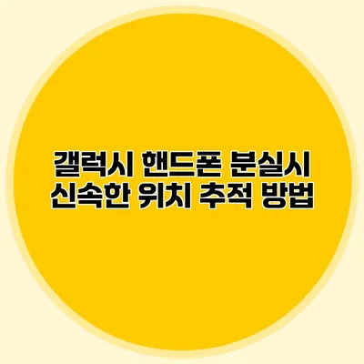 갤럭시 핸드폰 분실시 신속한 위치 추적 방법