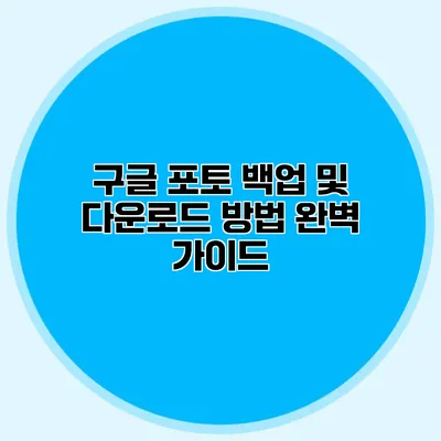 구글 포토 백업 및 다운로드 방법 완벽 가이드