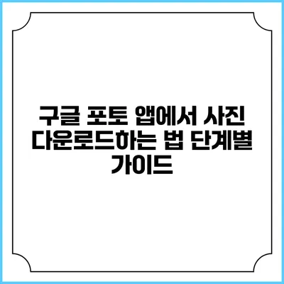 구글 포토 앱에서 사진 다운로드하는 법: 단계별 가이드