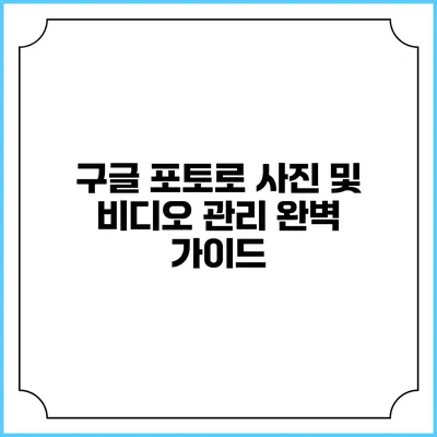 구글 포토로 사진 및 비디오 관리 완벽 가이드