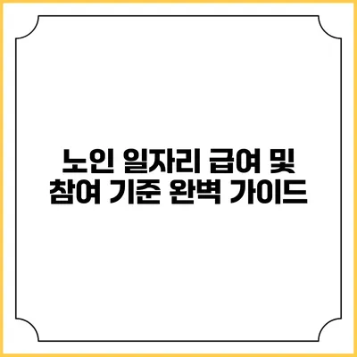 노인 일자리 급여 및 참여 기준 완벽 가이드