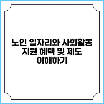 노인 일자리와 사회활동 지원 혜택 및 제도 이해하기