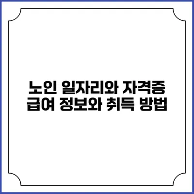 노인 일자리와 자격증: 급여 정보와 취득 방법