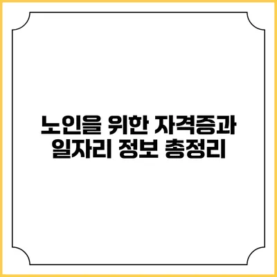 노인을 위한 자격증과 일자리 정보 총정리