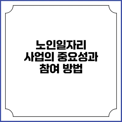 노인일자리 사업의 중요성과 참여 방법