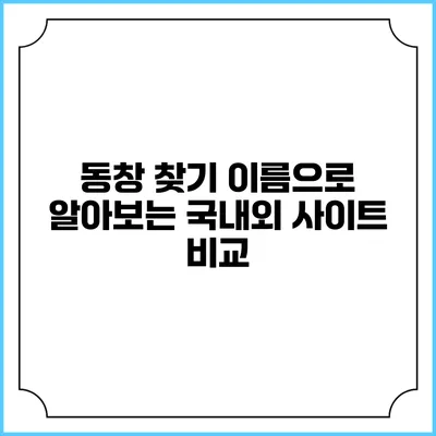 동창 찾기: 이름으로 알아보는 국내외 사이트 비교