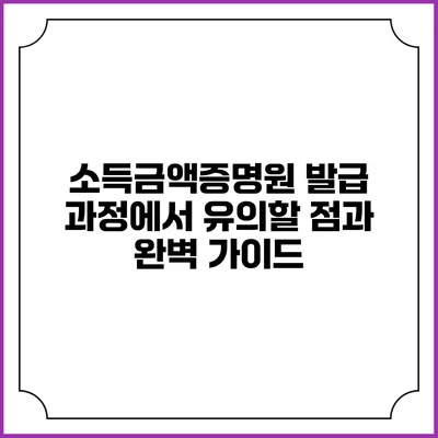소득금액증명원 발급 과정에서 유의할 점과 완벽 가이드