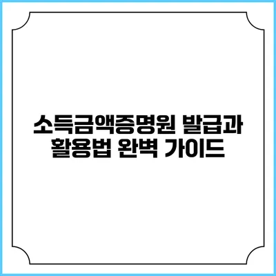 소득금액증명원: 발급과 활용법 완벽 가이드