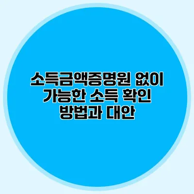 소득금액증명원 없이 가능한 소득 확인 방법과 대안