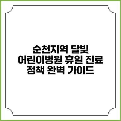 순천지역 달빛 어린이병원 휴일 진료 정책 완벽 가이드