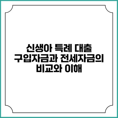 신생아 특례 대출: 구입자금과 전세자금의 비교와 이해