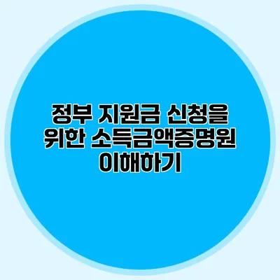 정부 지원금 신청을 위한 소득금액증명원 이해하기