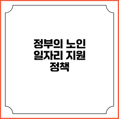 정부의 노인 일자리 지원 정책