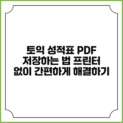 토익 성적표 PDF 저장하는 법: 프린터 없이 간편하게 해결하기