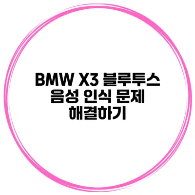 BMW X3 블루투스 음성 인식 문제 해결하기