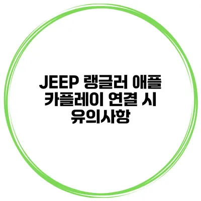 JEEP 랭글러 애플 카플레이 연결 시 유의사항