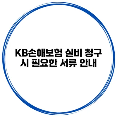 KB손해보험 실비 청구 시 필요한 서류 안내