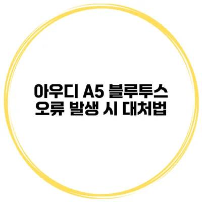 아우디 A5 블루투스 오류 발생 시 대처법