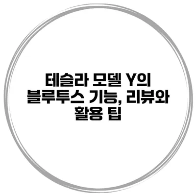 테슬라 모델 Y의 블루투스 기능, 리뷰와 활용 팁