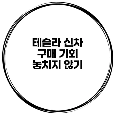 테슬라 신차 구매 기회 놓치지 않기